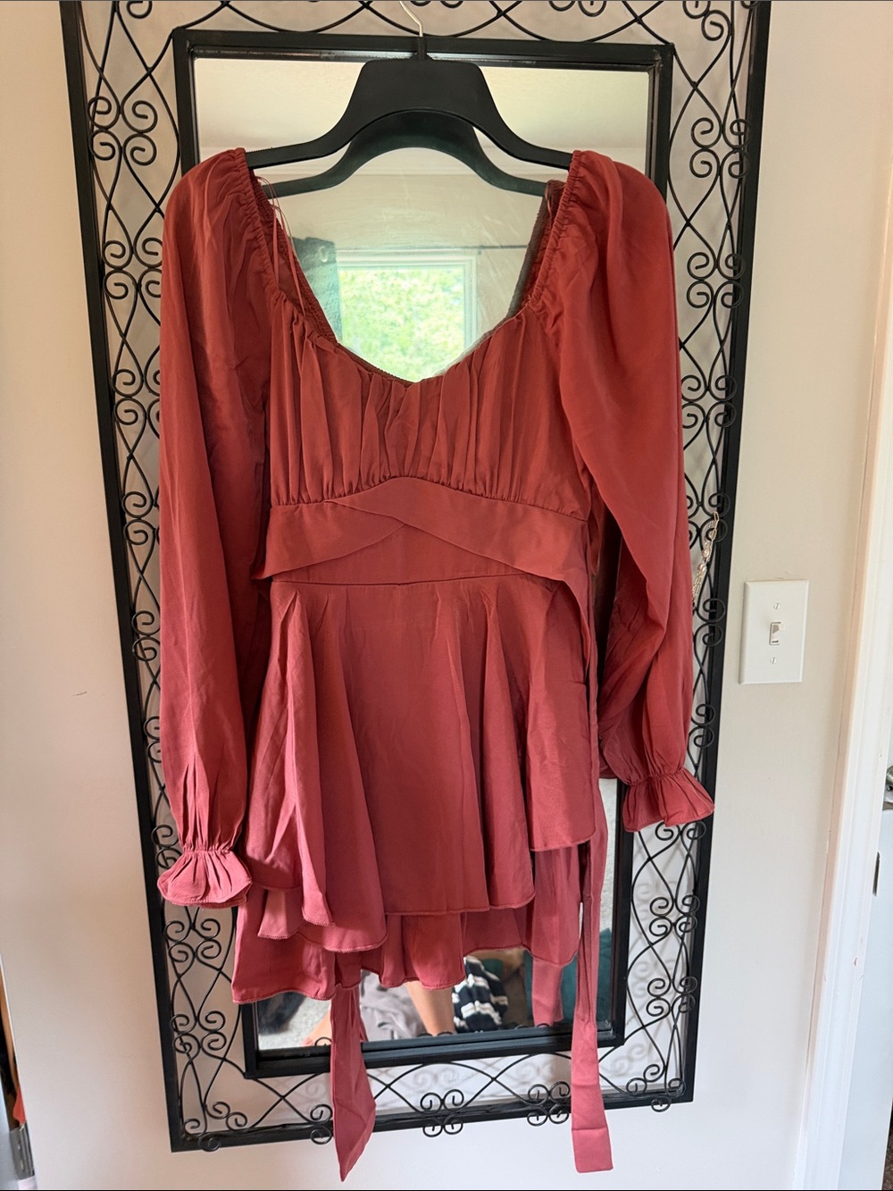 Rust Red Women’s Long Sleeve Mini Romper